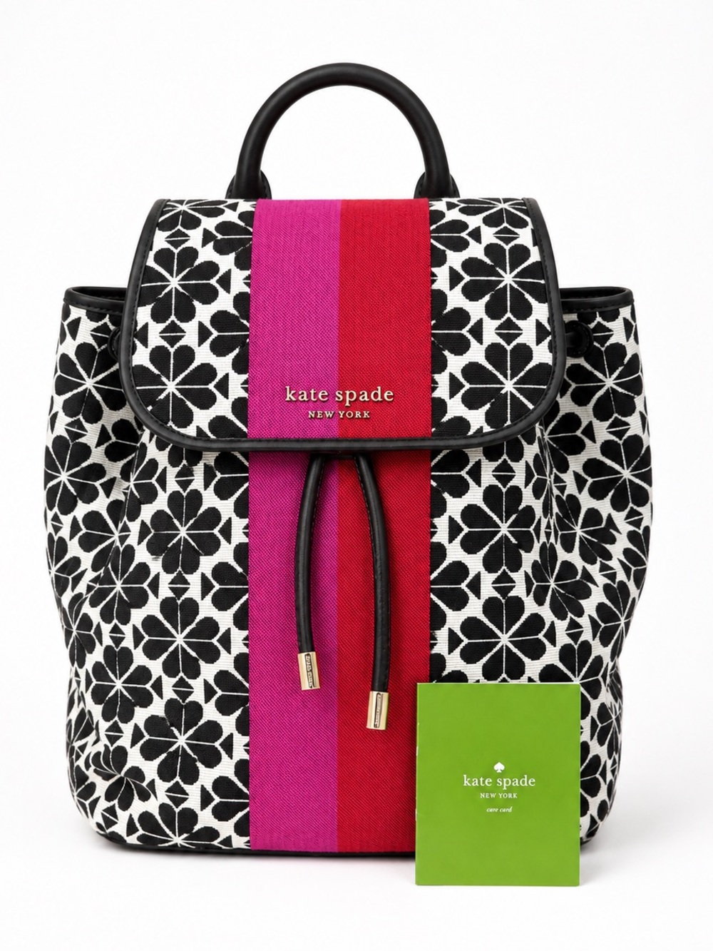 Kate Spade Flower Jacard Stripe Sinch Medium Flap Backpack K4378 $358 MSRP